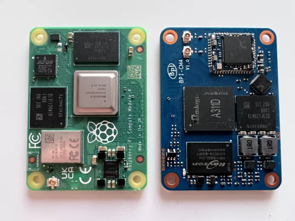 Banana Pi CM4 Review - Overhead shot of the Raspberry Pi CM4 and Banana Pi