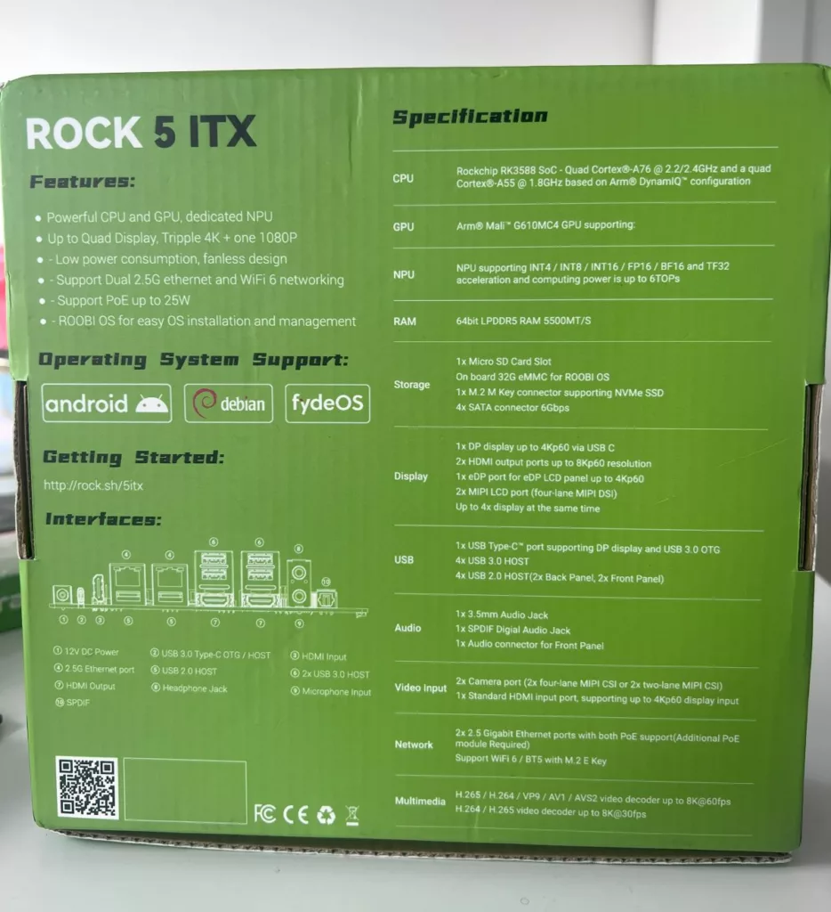 Radxa ROCK 5 ITX - Back of box