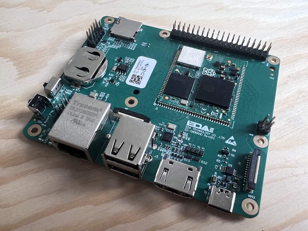 EDATEC CM0NANO Carrier Board with Raspberry Pi Compute Module 0 - Top Down Shot