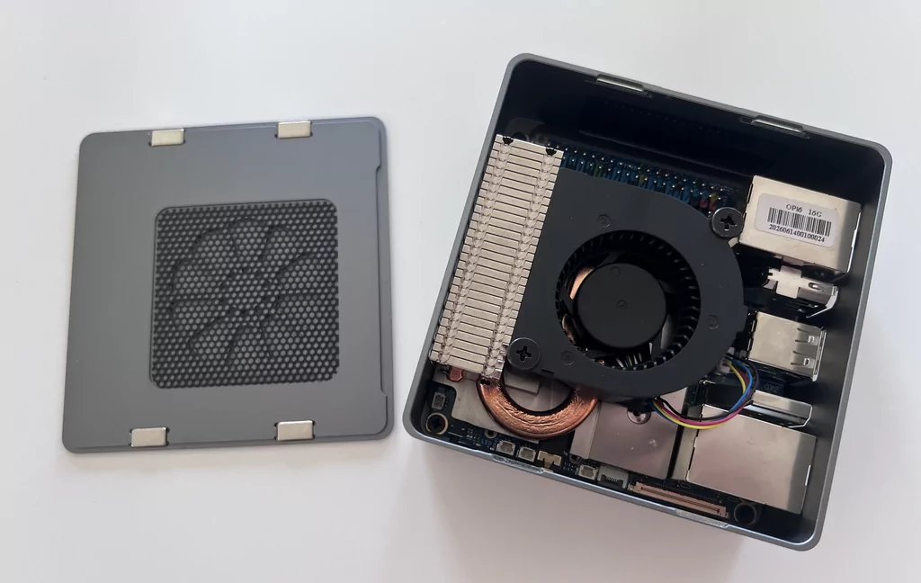 Orange Pi 6 Top View in Case with Lid Off